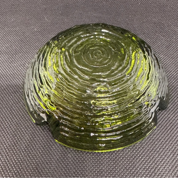 Vtg MCM Anchor Hocking Ashtray Soreno Avocado Green Ripple Glass Bird Nest 4.25” - Picture 4 of 7